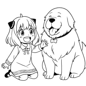 Esboço divertido da Anya em estilo infantil para colorir