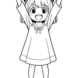 Esboço divertido da Anya em estilo infantil para colorir