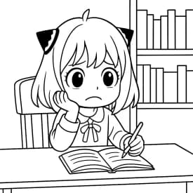 Esboço divertido da Anya em estilo infantil para colorir