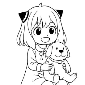 Esboço divertido da Anya em estilo infantil para colorir