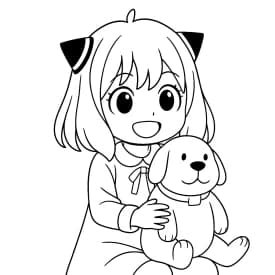 Esboço divertido da Anya em estilo infantil para colorir