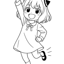 Esboço divertido da Anya em estilo infantil para colorir