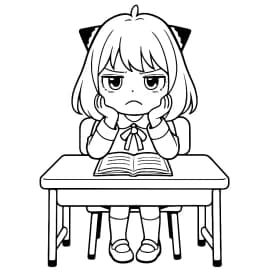 Desenhos para Colorir da Anya Esboço divertido da Anya em estilo infantil para colorir