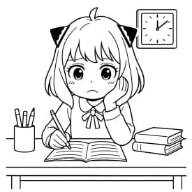 Desenhos para Colorir da Anya Esboço divertido da Anya em estilo infantil para colorir