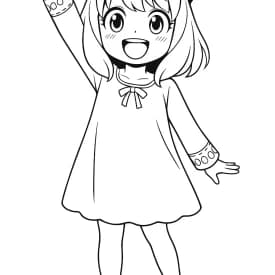 Esboço divertido da Anya em estilo infantil para colorir