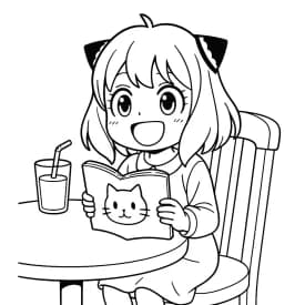 Esboço divertido da Anya em estilo infantil para colorir