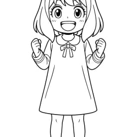 Esboço divertido da Anya em estilo infantil para colorir