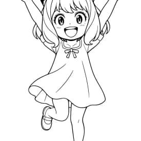Esboço divertido da Anya em estilo infantil para colorir