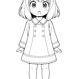 Esboço divertido da Anya em estilo infantil para colorir