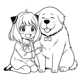 Esboço divertido da Anya em estilo infantil para colorir