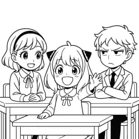 Esboço divertido da Anya em estilo infantil para colorir