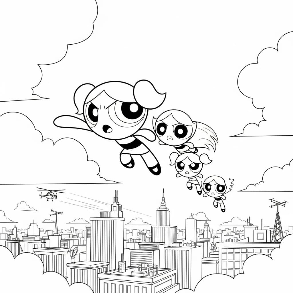 Desenhos para Colorir das Meninas Superpoderosas – Cenas Divertidas para Imprimir