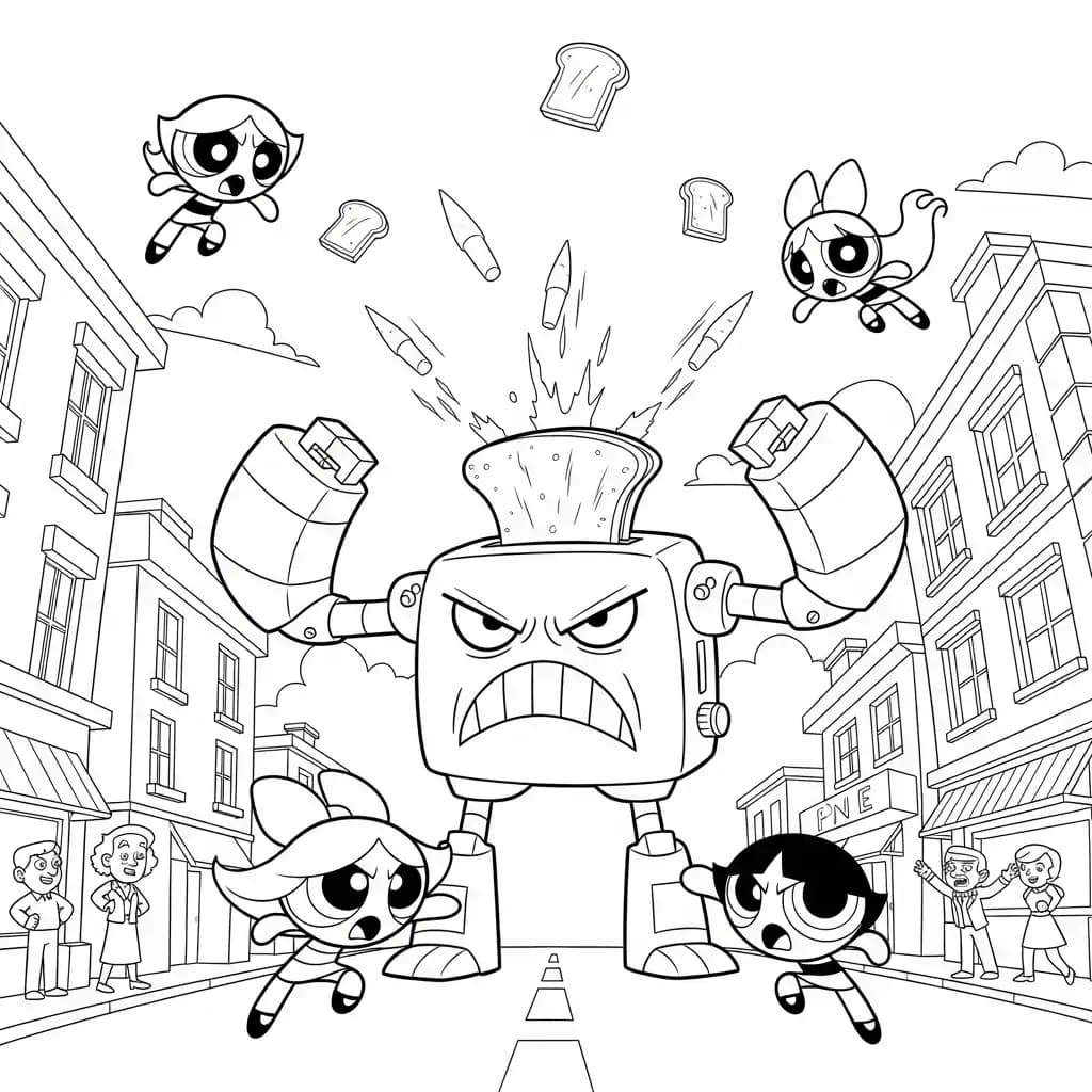 Desenhos para Colorir das Meninas Superpoderosas – Cenas Divertidas para Imprimir