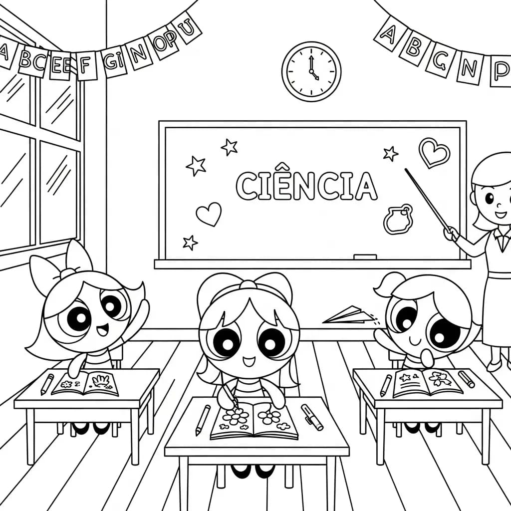 Desenhos para Colorir das Meninas Superpoderosas – Cenas Divertidas para Imprimir