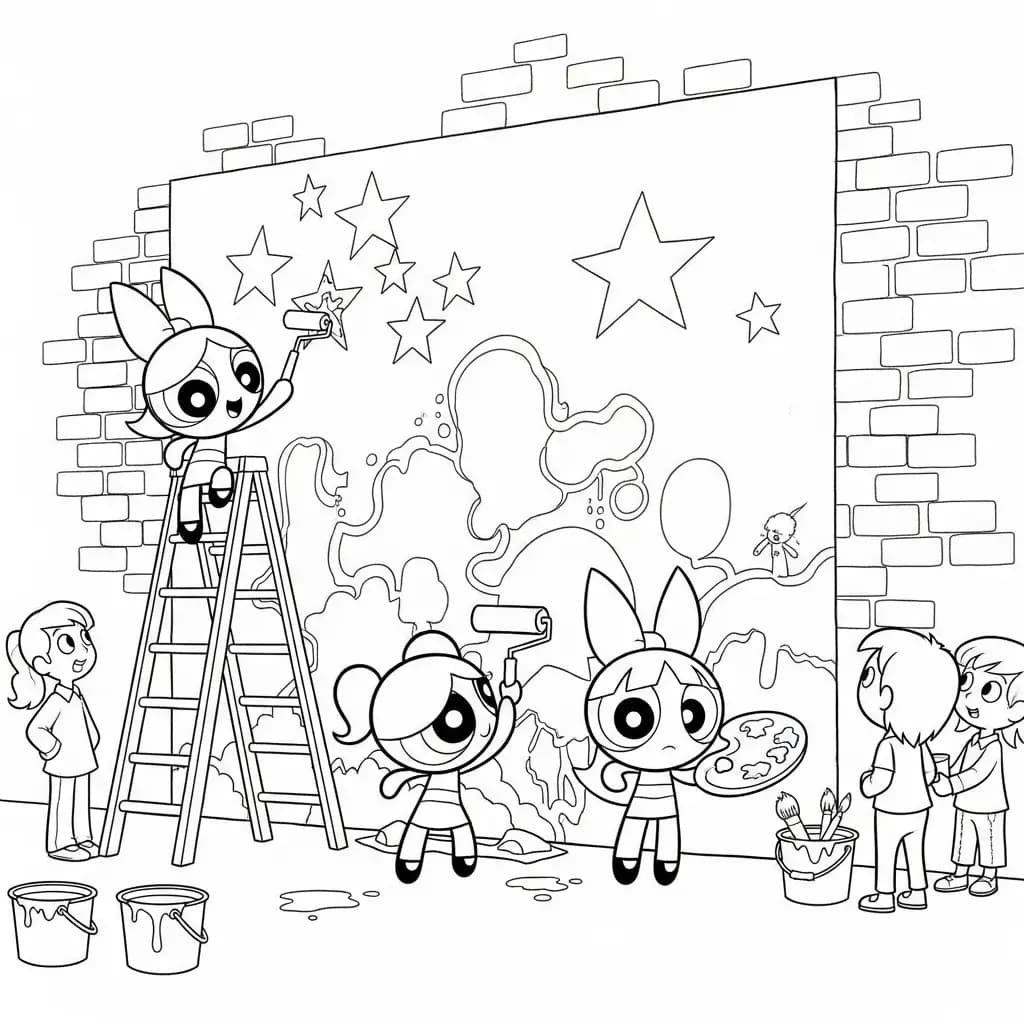 Desenhos para Colorir das Meninas Superpoderosas – Cenas Divertidas para Imprimir