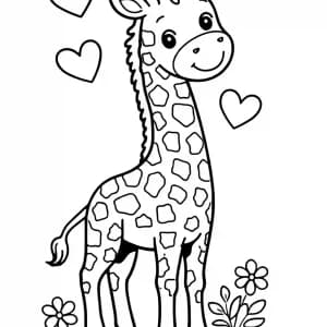 Desenho de Girafa para Colorir Simples e Fácil desenho de girafa fofa para colorir com traços grossos e fundo branco