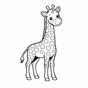 Desenho de Girafa Fofa para Colorir desenho de girafa simples para colorir com traços grossos e fundo branco