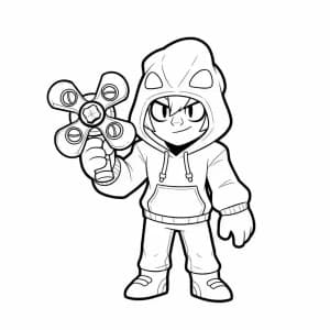 desenho do Leon com o capuz levantado segurando seu spinner