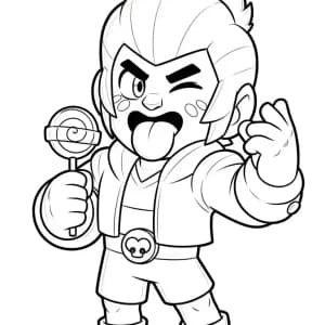 desenho do Leon mostrando a língua enquanto segura o pirulito