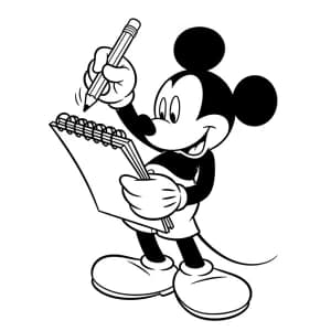 Minnie Mouse Regando Plantas para Colorir Mickey Mouse desenhando em um caderno em desenho para colorir