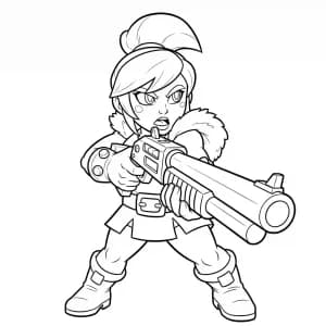 desenho da Shelly mirando a shotgun em postura de ataque