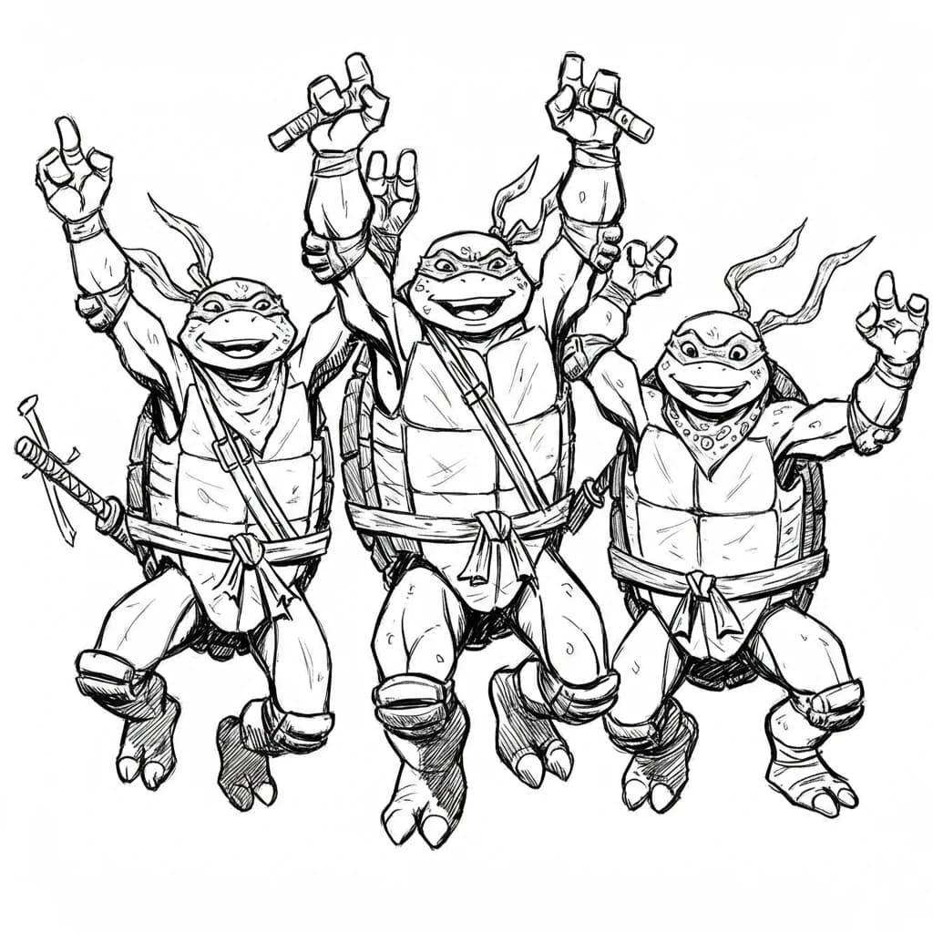 Desenhos das Tartarugas Ninja para Imprimir e Colorir